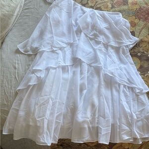 One Shoulder White Ruffled Dress NWT  Dresstells